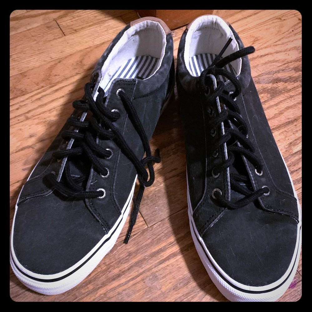 Sperry Salt Washed Black Boat Shoes- 11
